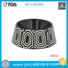 Cuenco de cerámica de la comida de perro del patrón decorativo redondo de la forma redonda